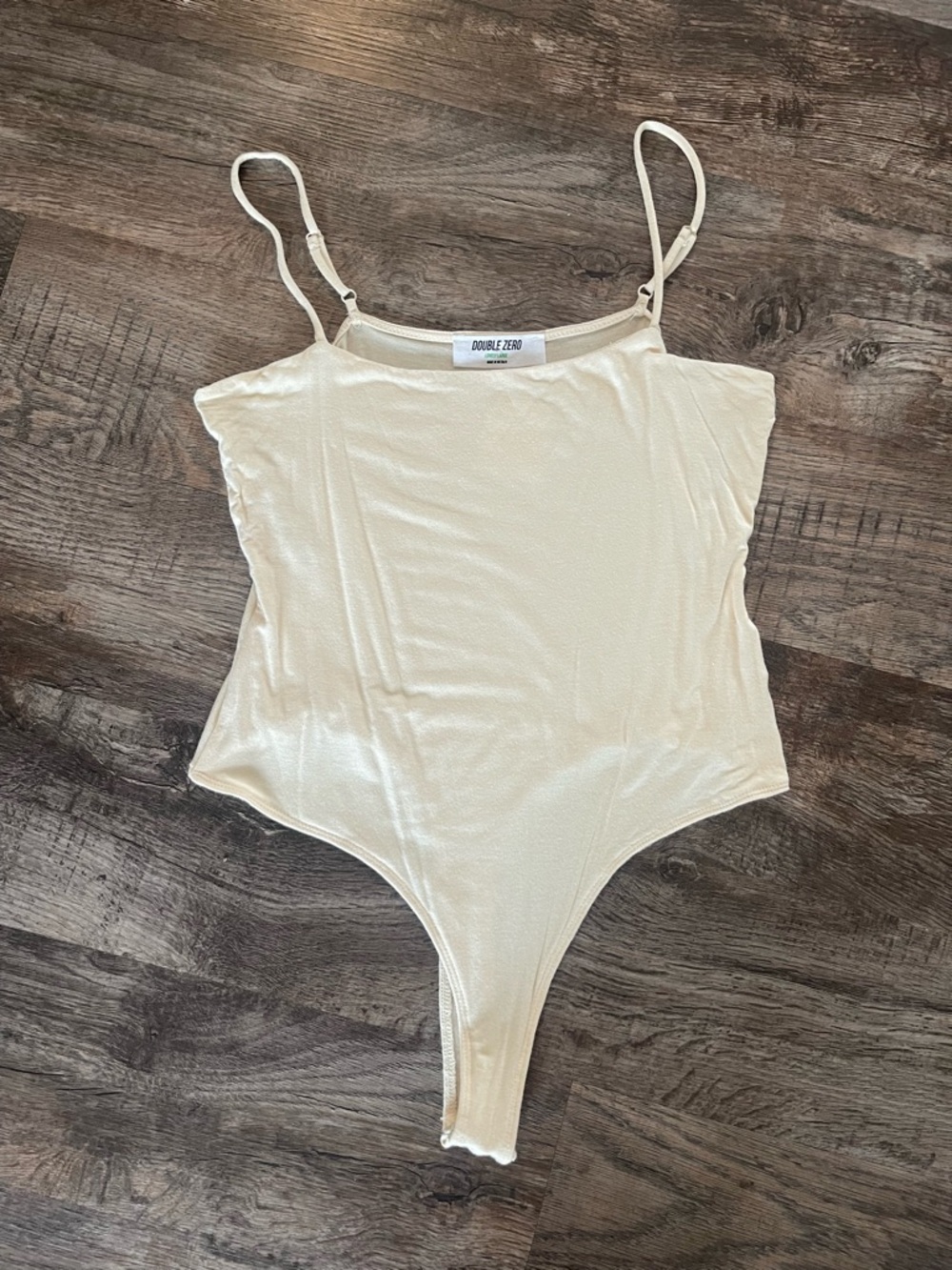 Double Zero Cream Adjustable Strap One-Piece Bodysuit